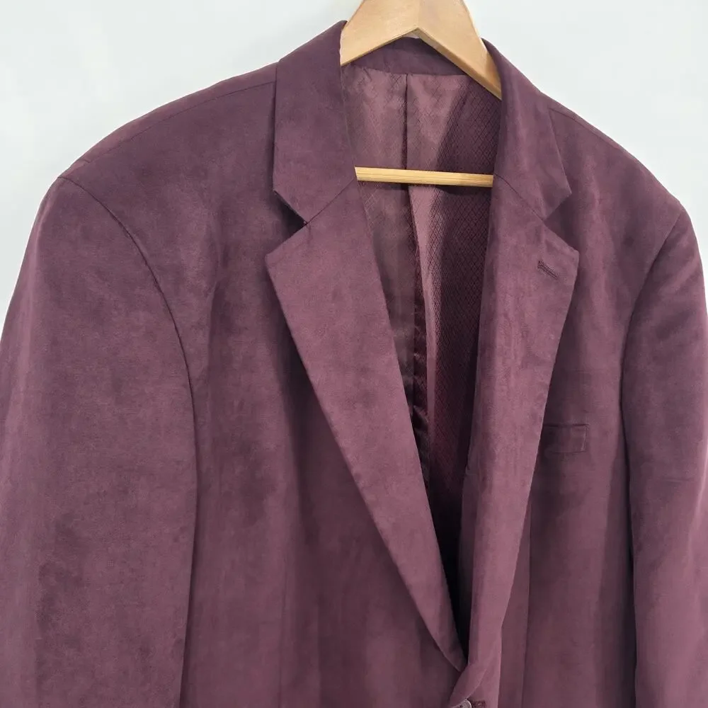 KS Signature Faux Microsuede Blazer Jacket Burgundy Sport Coat Size 50 Tall